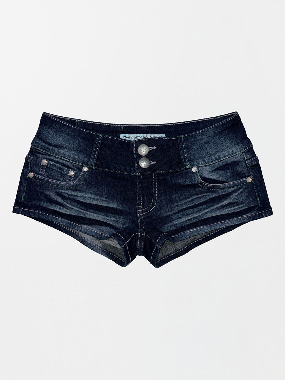 Studded Denim Shorts Mid Blue