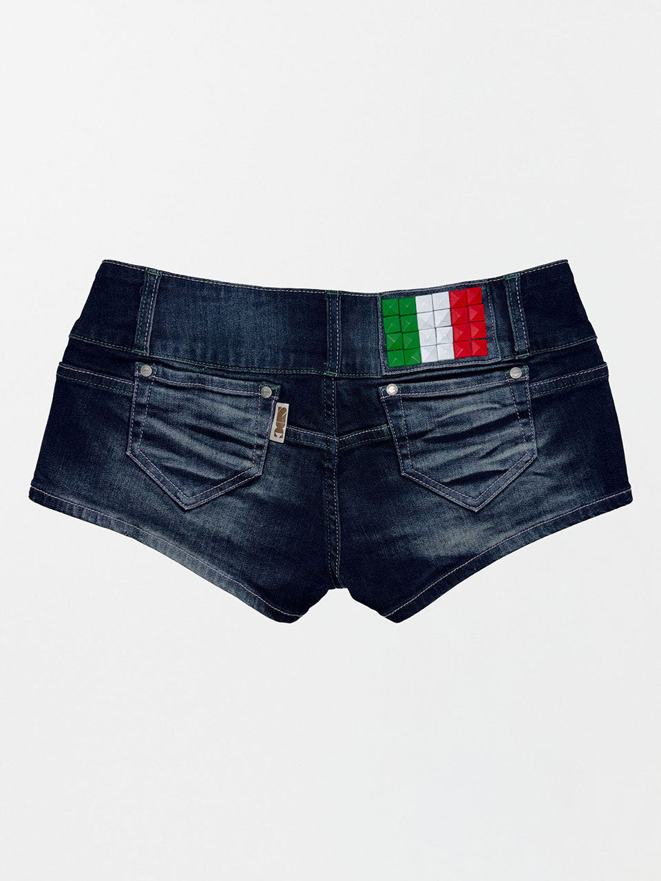 Studded Denim Shorts Mid Blue