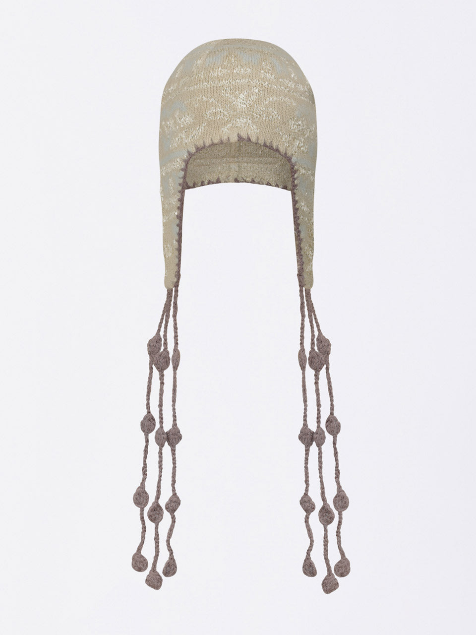 Sequin Nordic Earflap Beanie Milk Tea