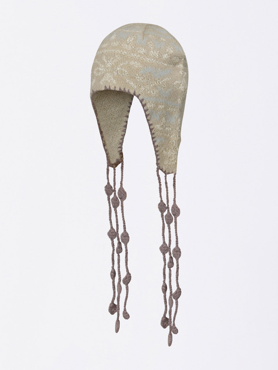 Sequin Nordic Earflap Beanie Milk Tea