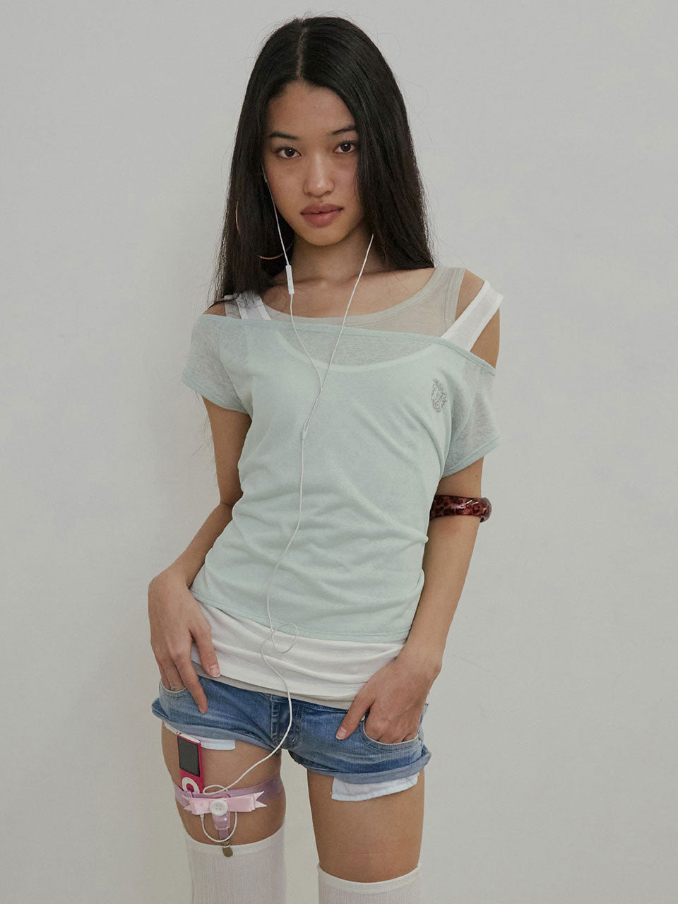 【6月下旬お届け予定】Lazy Sleeveless Layered Tee Mint