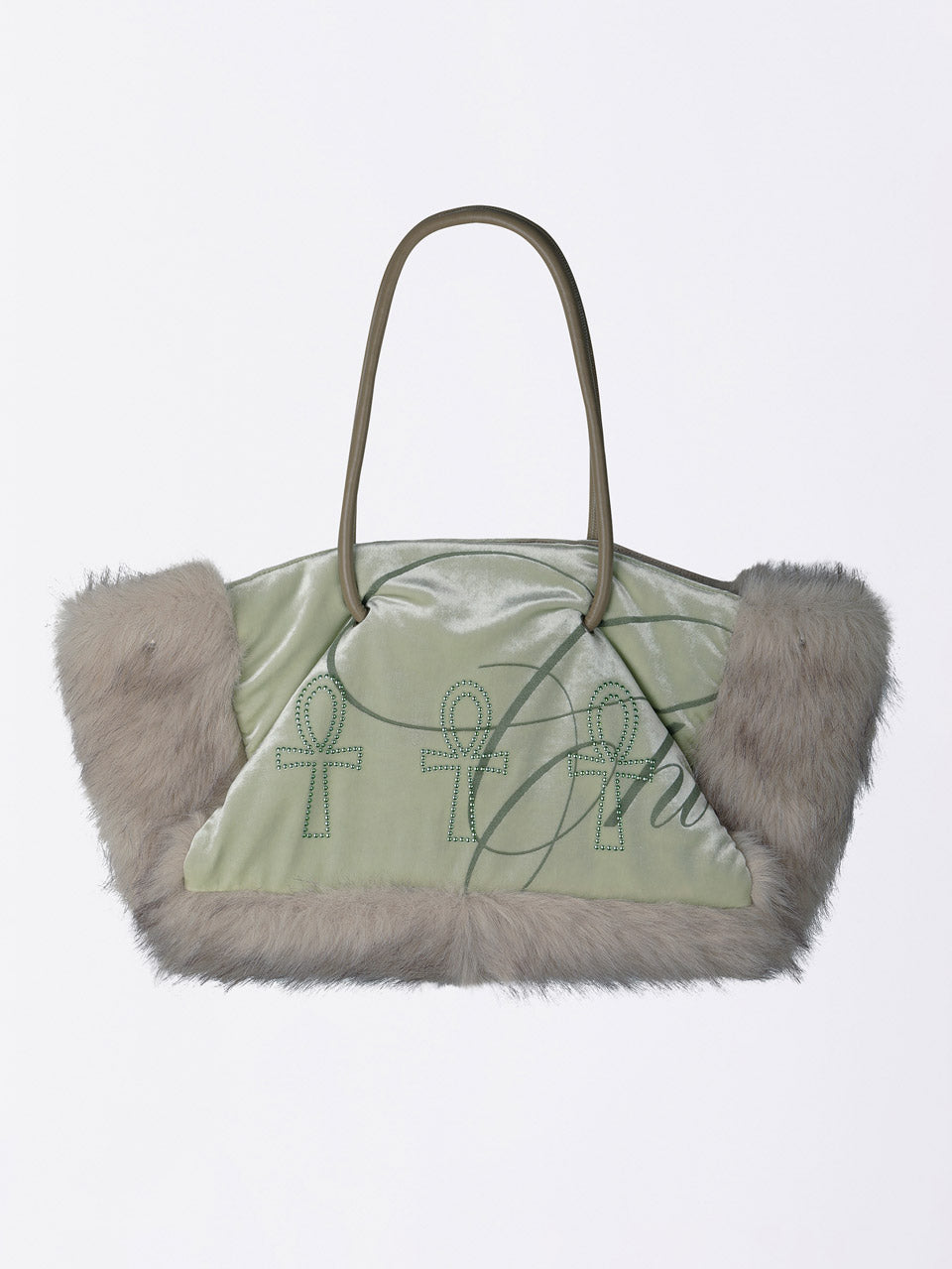 Fluffy Slouch Velvet Bag Mint