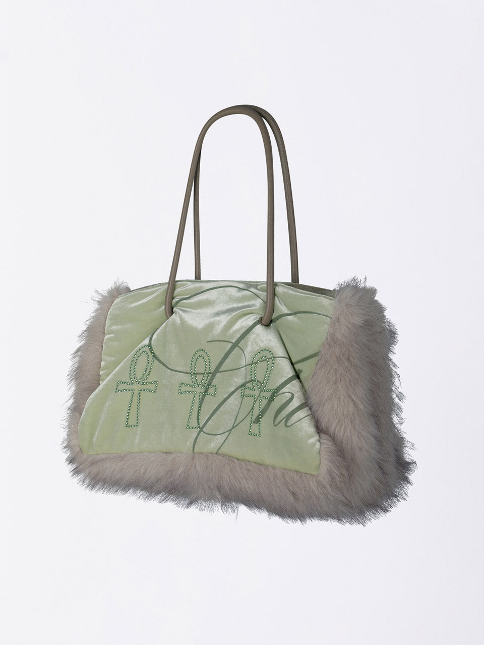 Fluffy Slouch Velvet Bag Mint