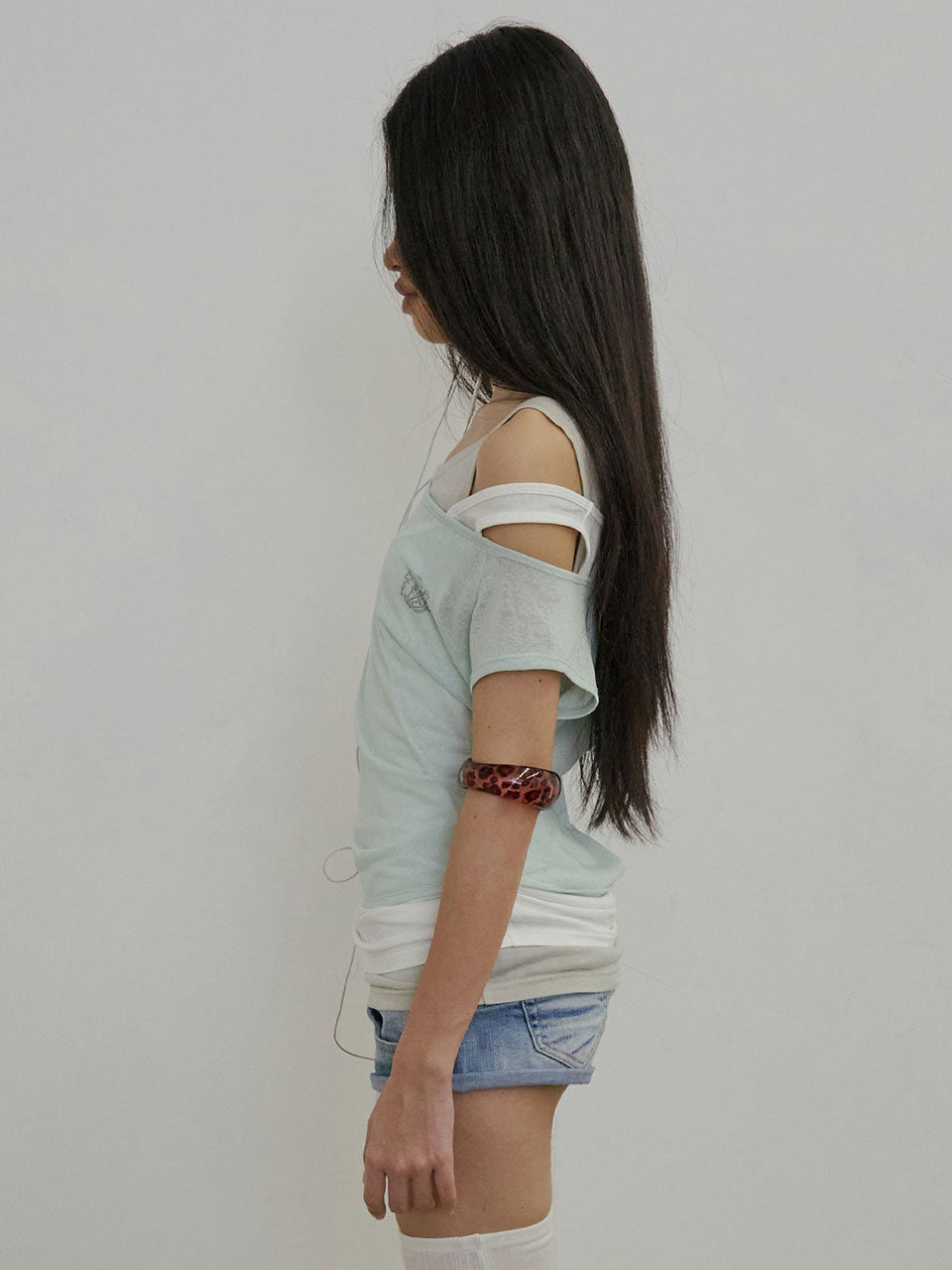 【6月下旬お届け予定】Lazy Sleeveless Layered Tee Mint