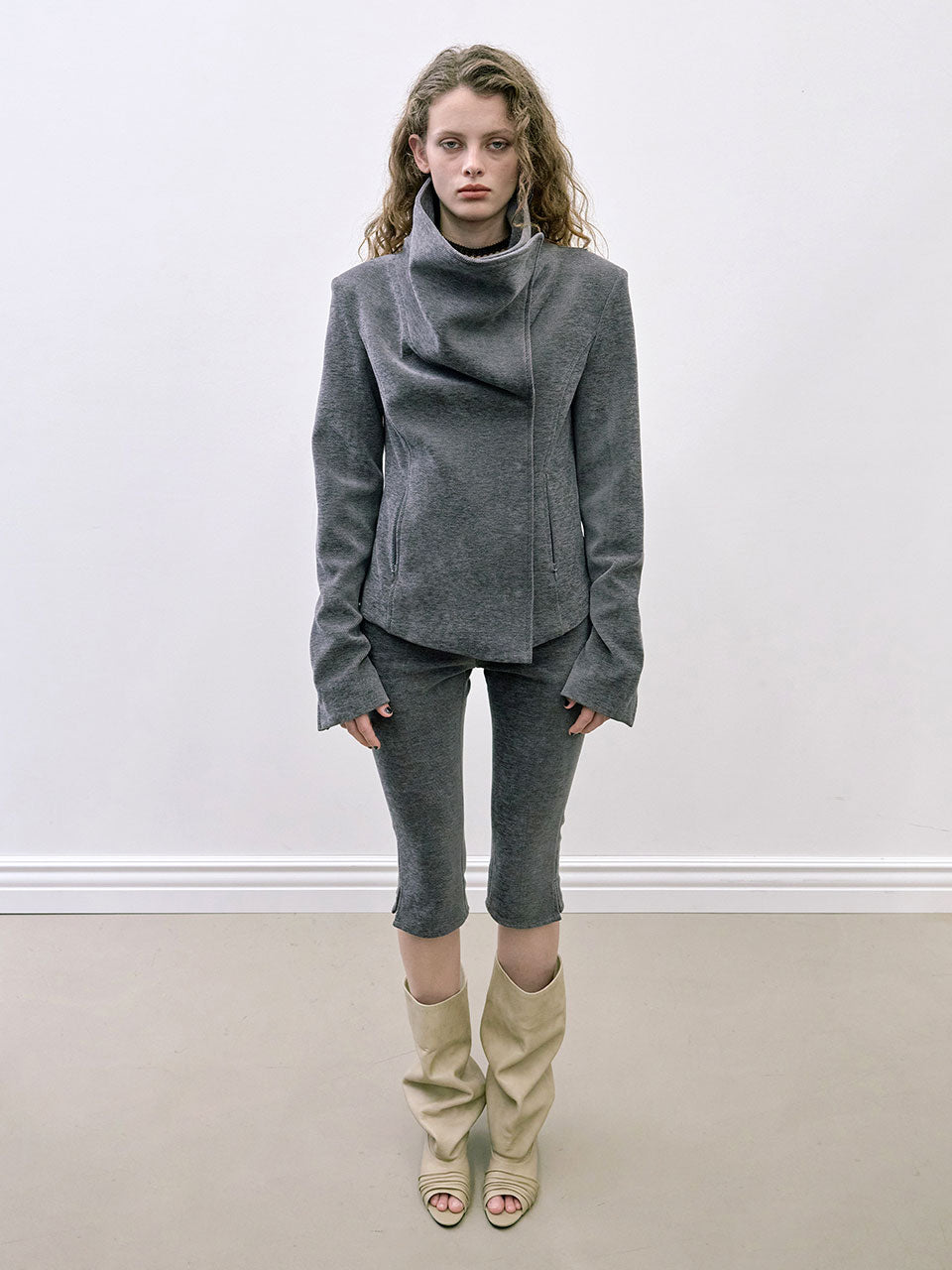 Mockneck Corduroy Jacket Charcoal