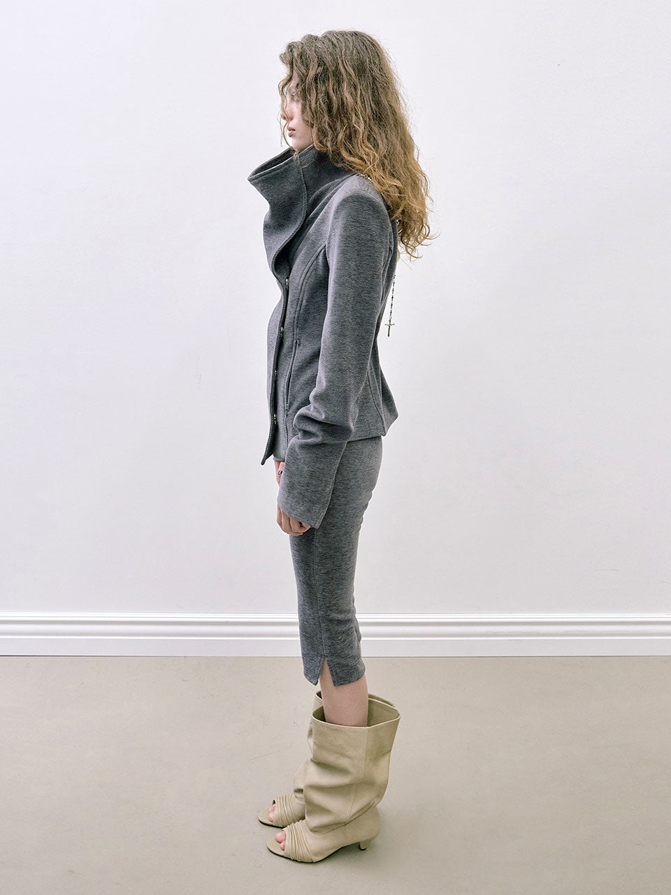 Mockneck Corduroy Jacket Charcoal