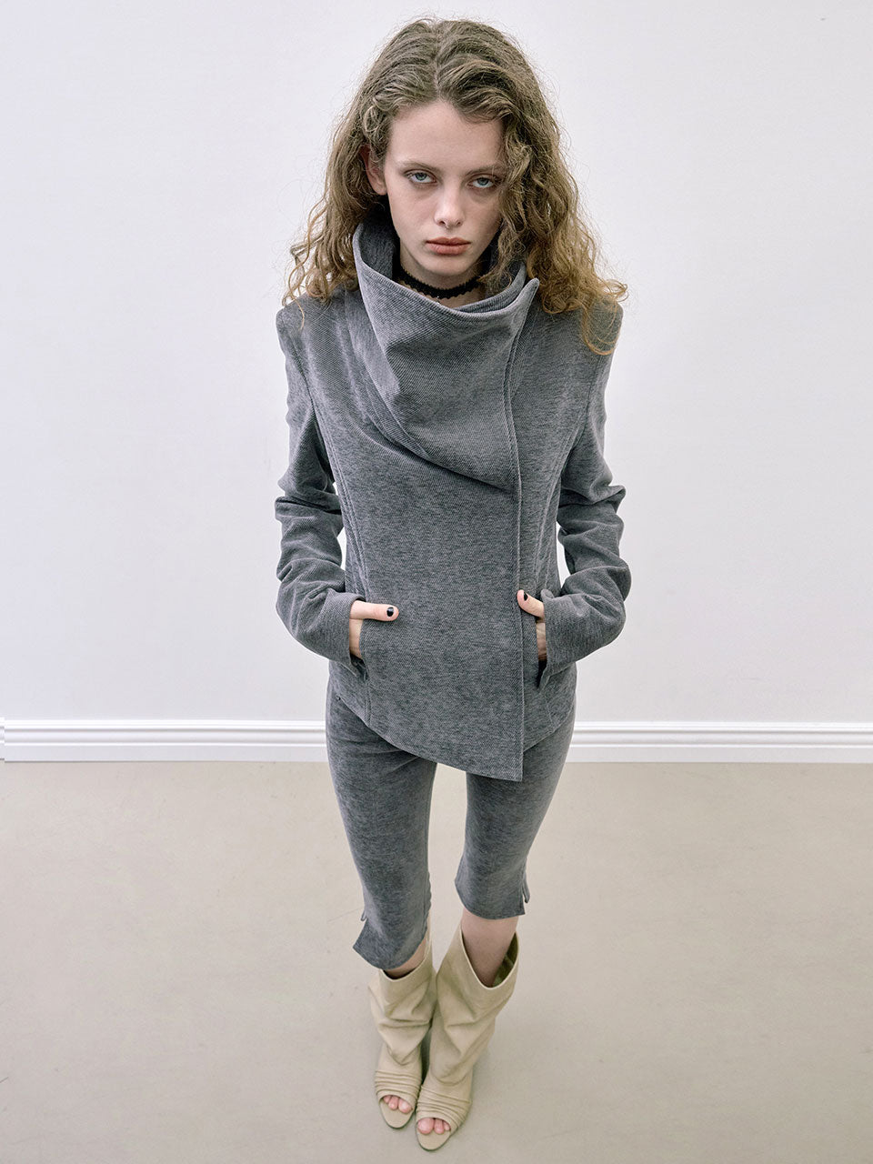 Mockneck Corduroy Jacket Charcoal