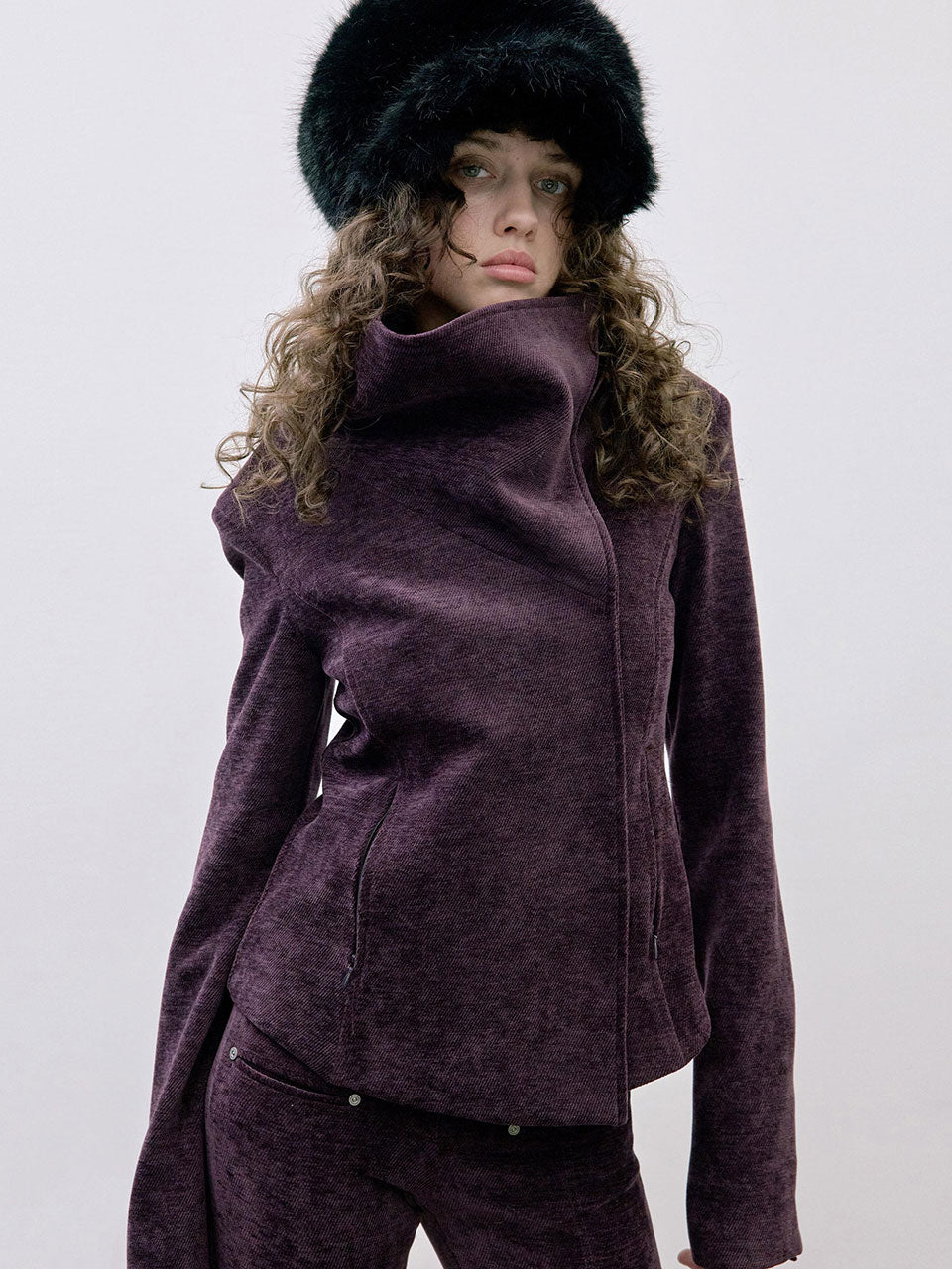 Mockneck Corduroy Jacket Deep Plum