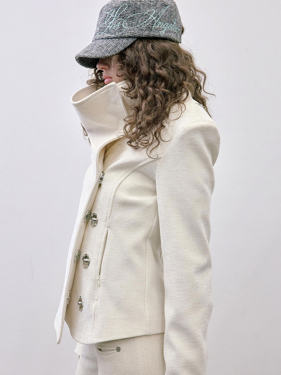 Mockneck Corduroy Jacket White