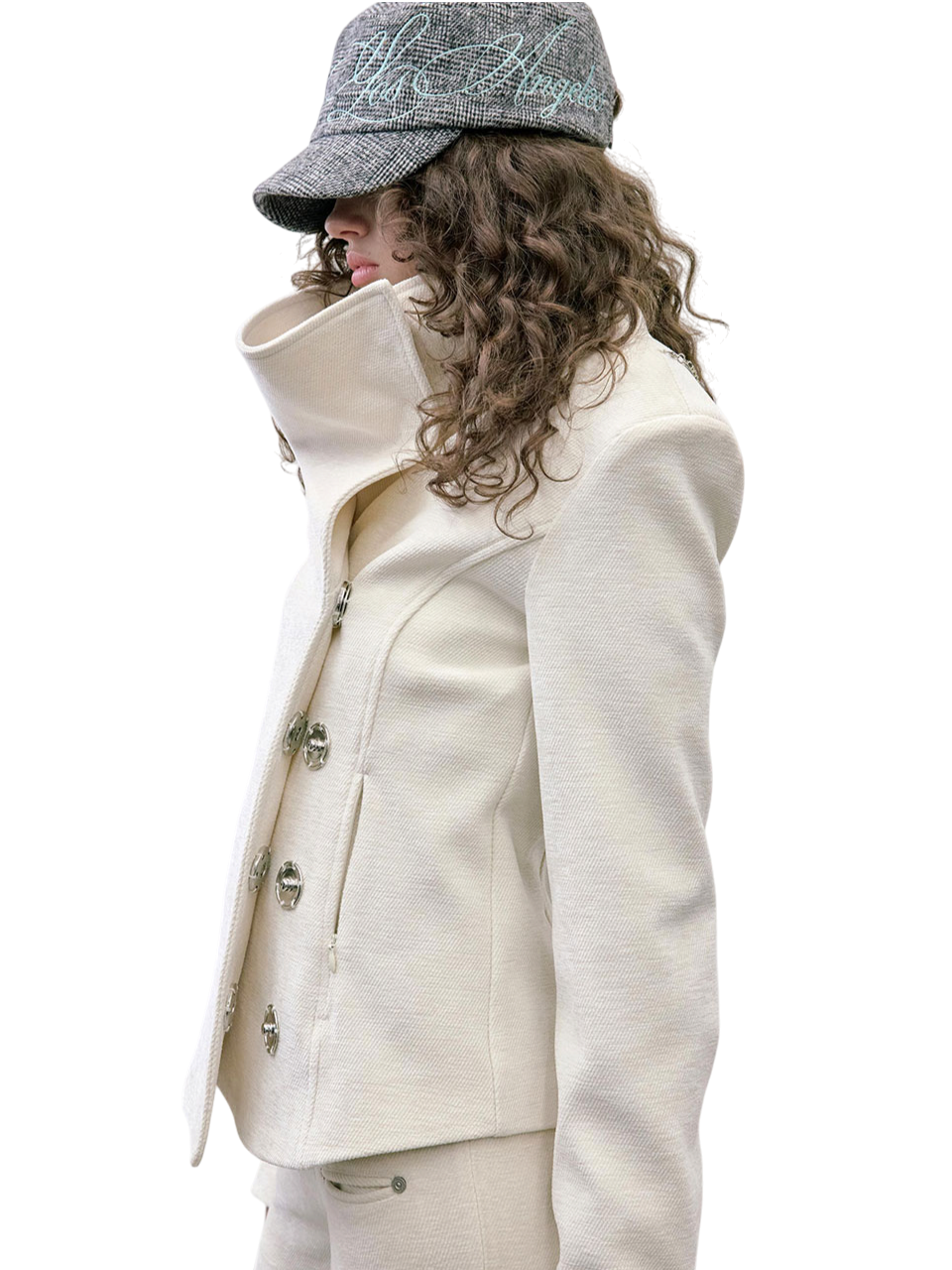 Mockneck Corduroy Jacket White