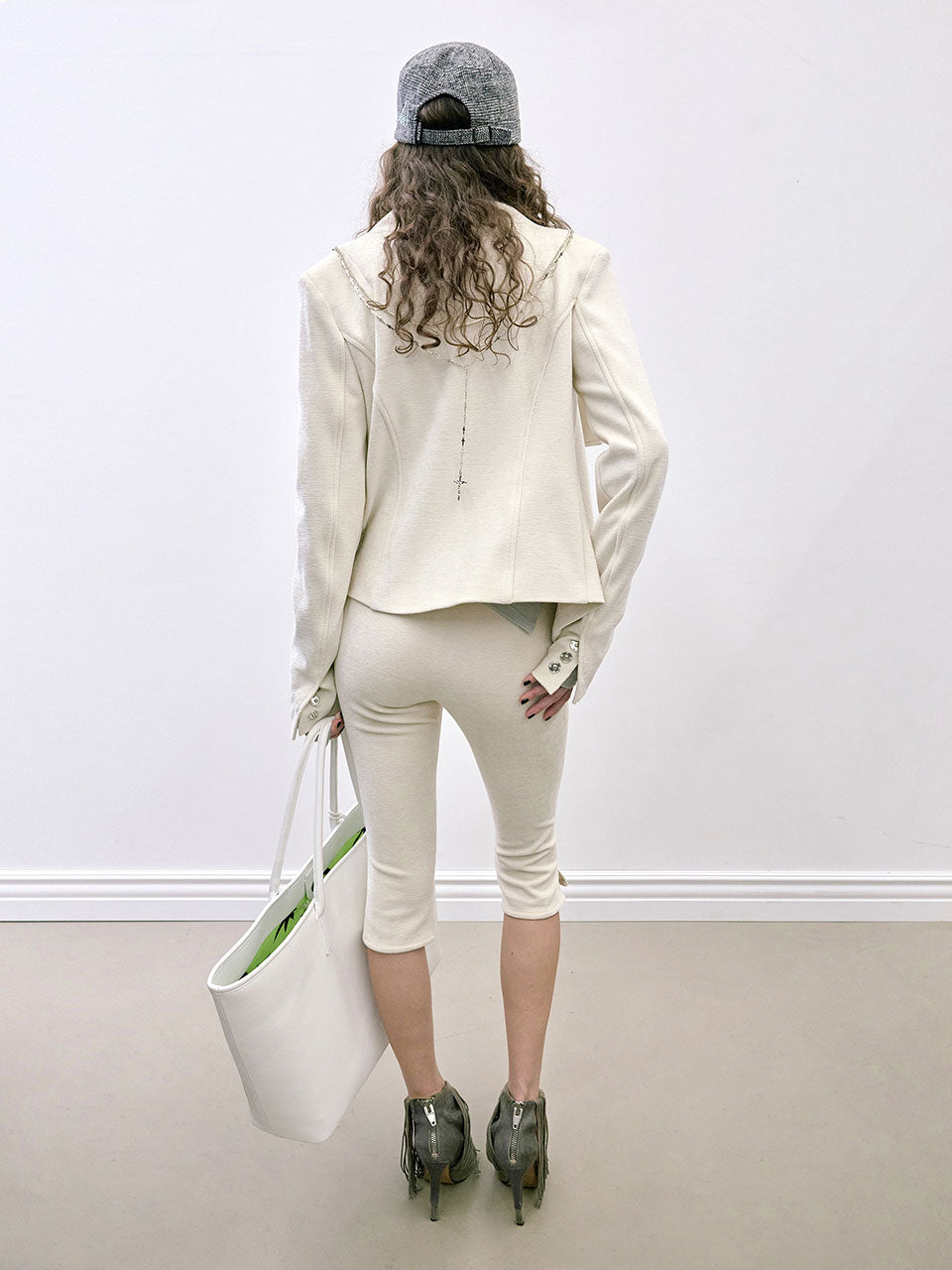 Mockneck Corduroy Jacket White
