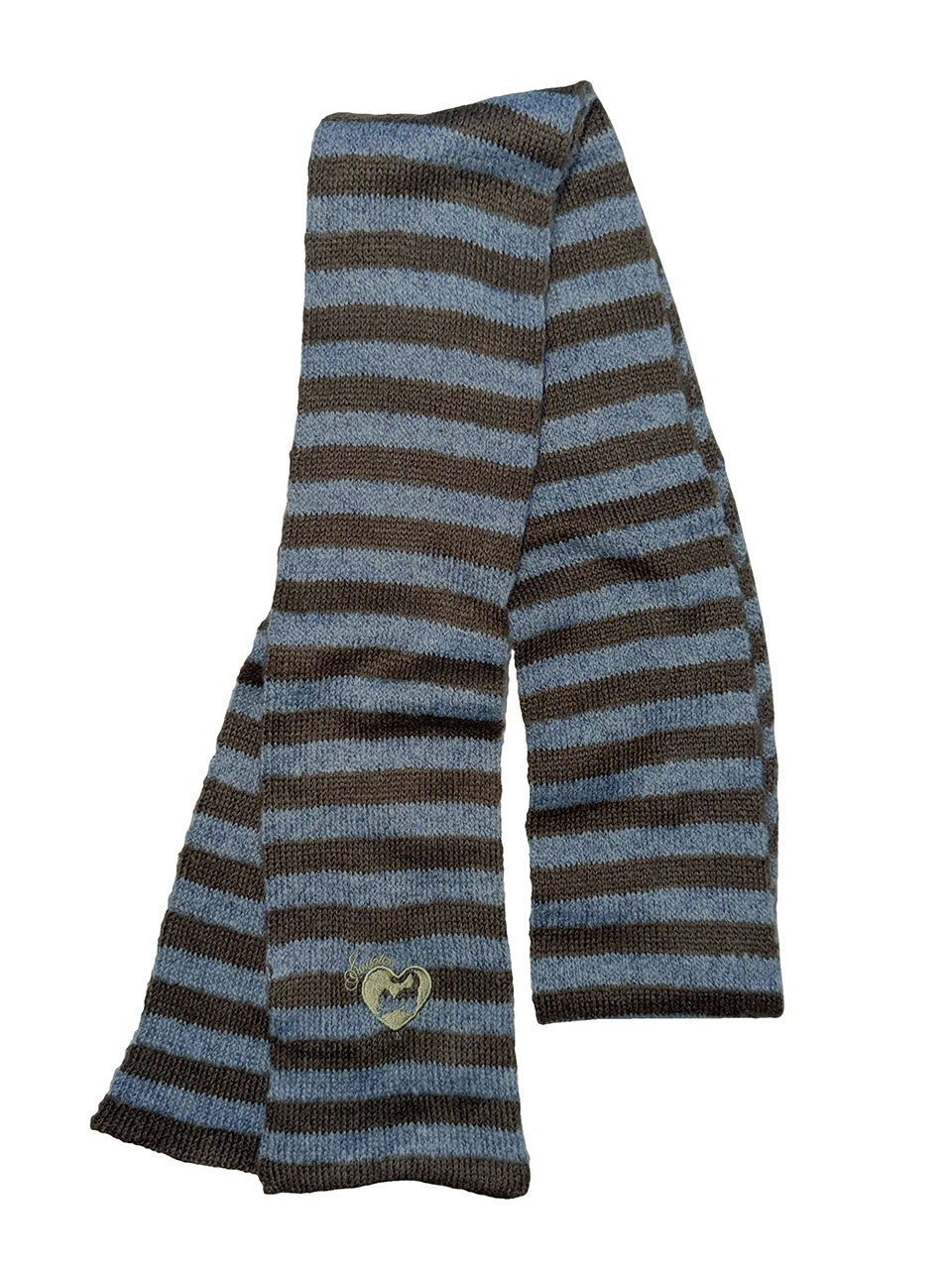 Mohair Blend Stripe Scarf Blue/Brown