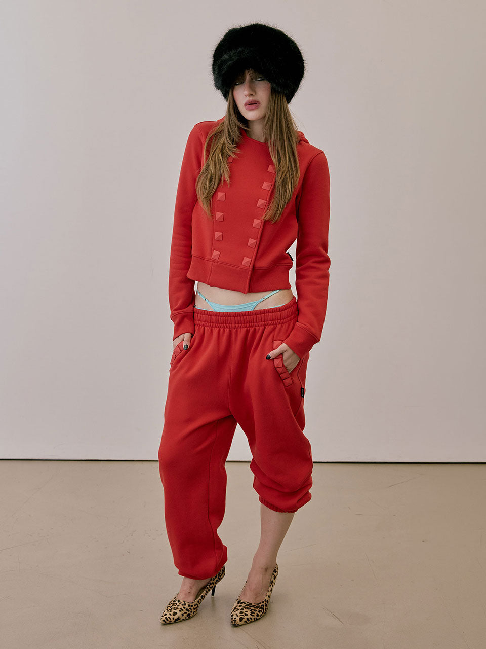 Napoleon Stud Sweatpants Red