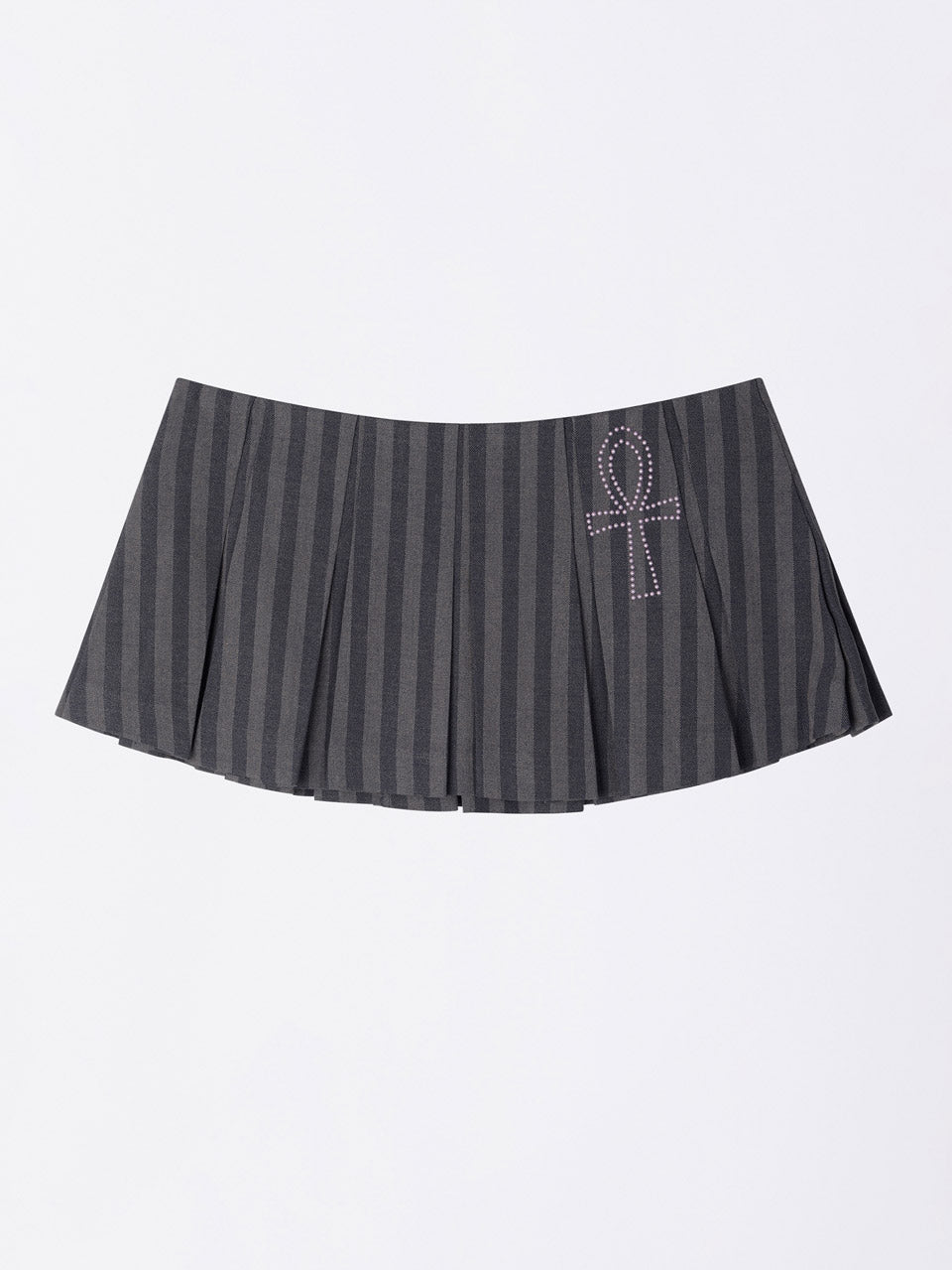 Micro Stripe Wrap Skirt Navy