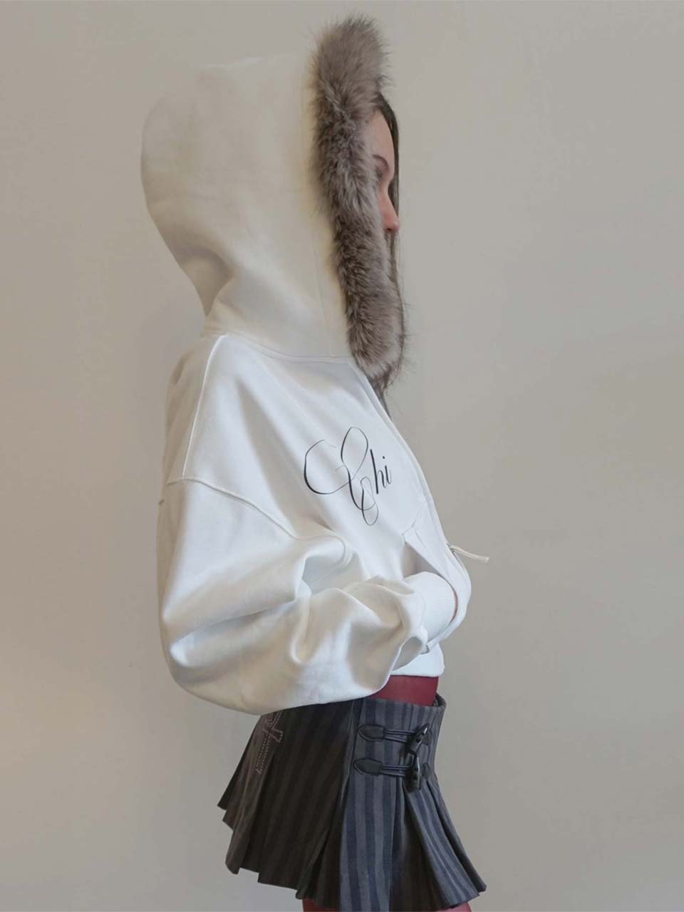 Micro Stripe Wrap Skirt Navy