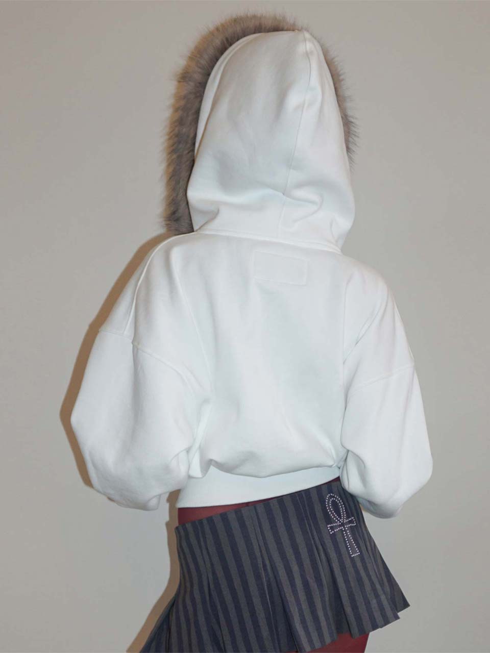 Micro Stripe Wrap Skirt Navy