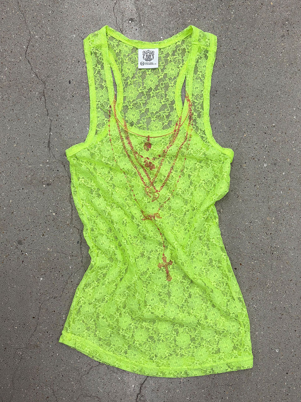 Faux Necklace Tank Top Neon Green