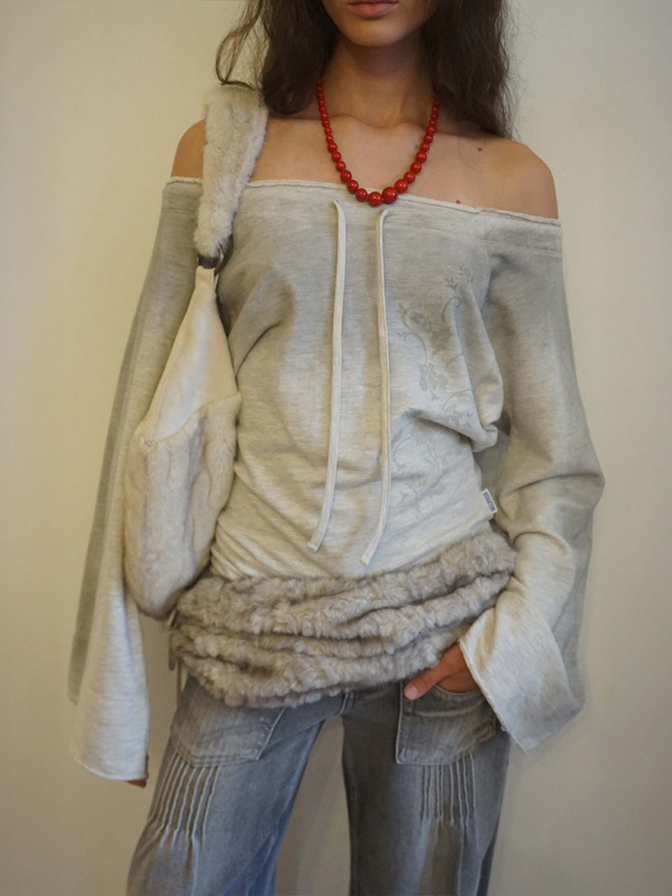 Wide Bell Sleeve Sweatshirt Oatmeal