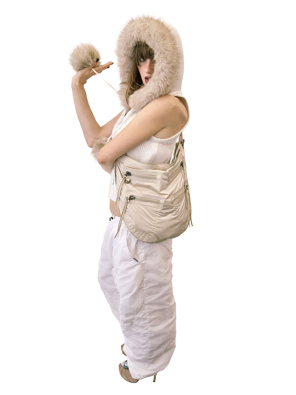 Padded Wide Pants White