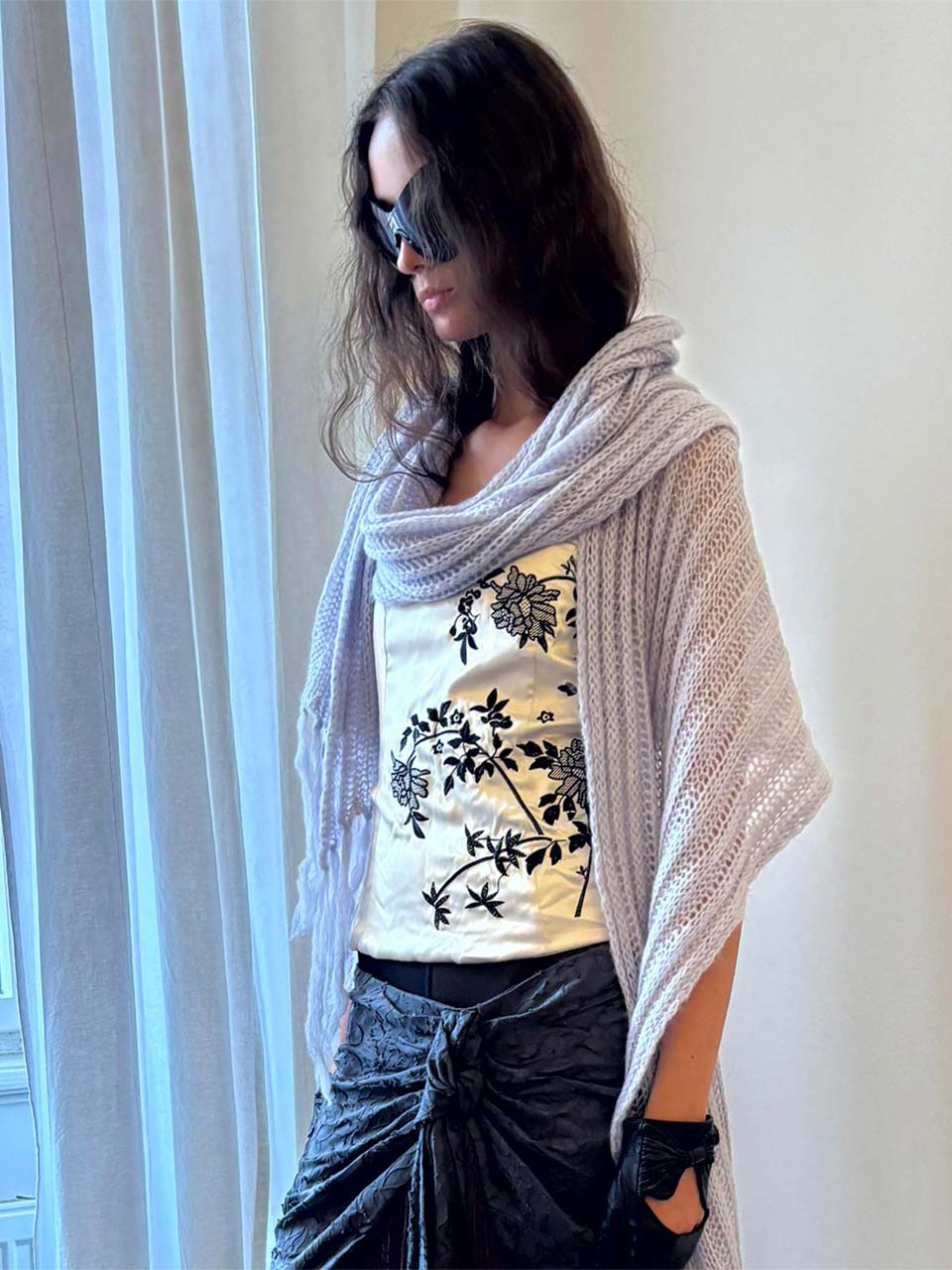 Fluffy Fringe Scarf Pale Blue