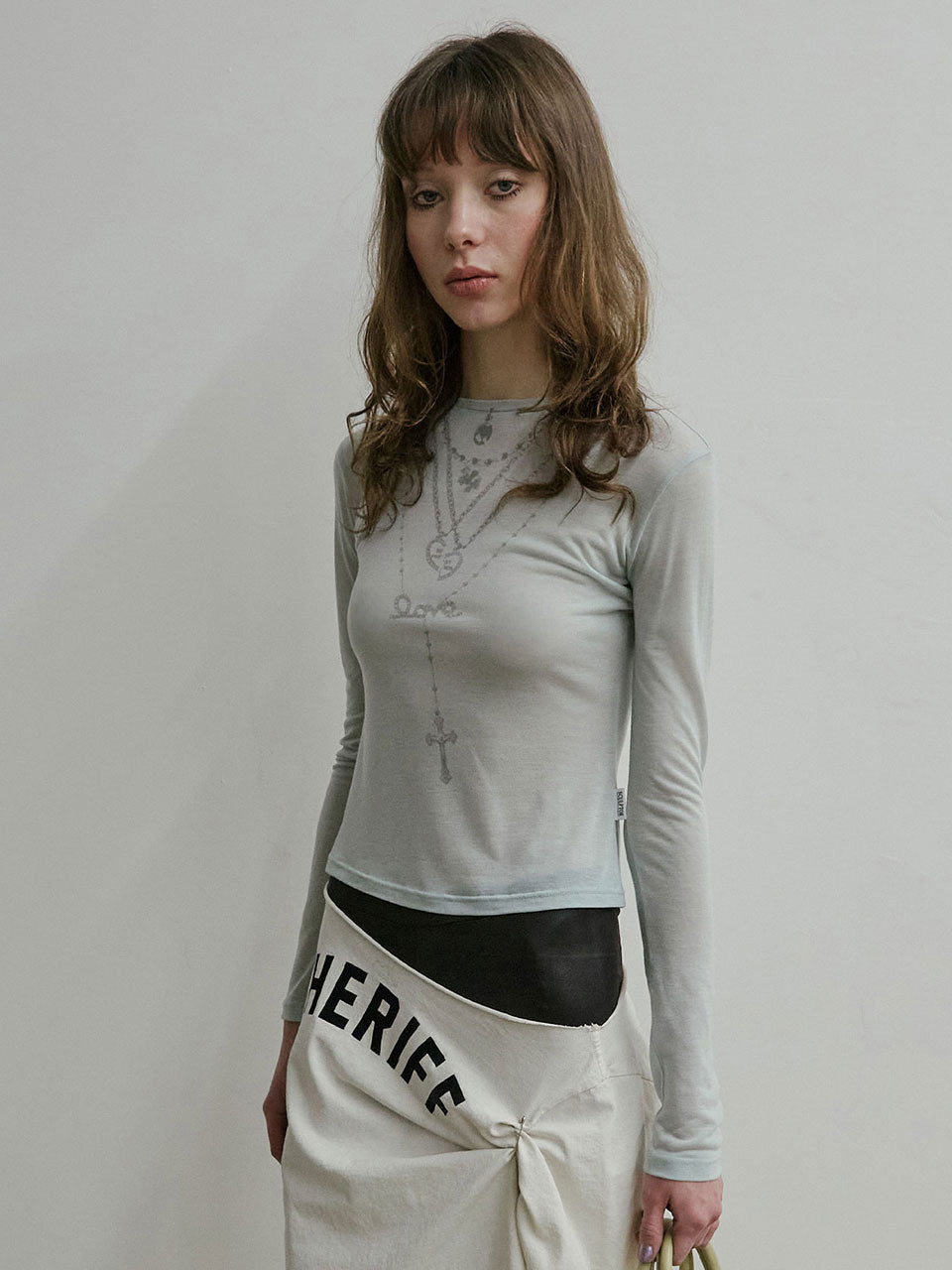 Faux Necklace Tee Pale Blue