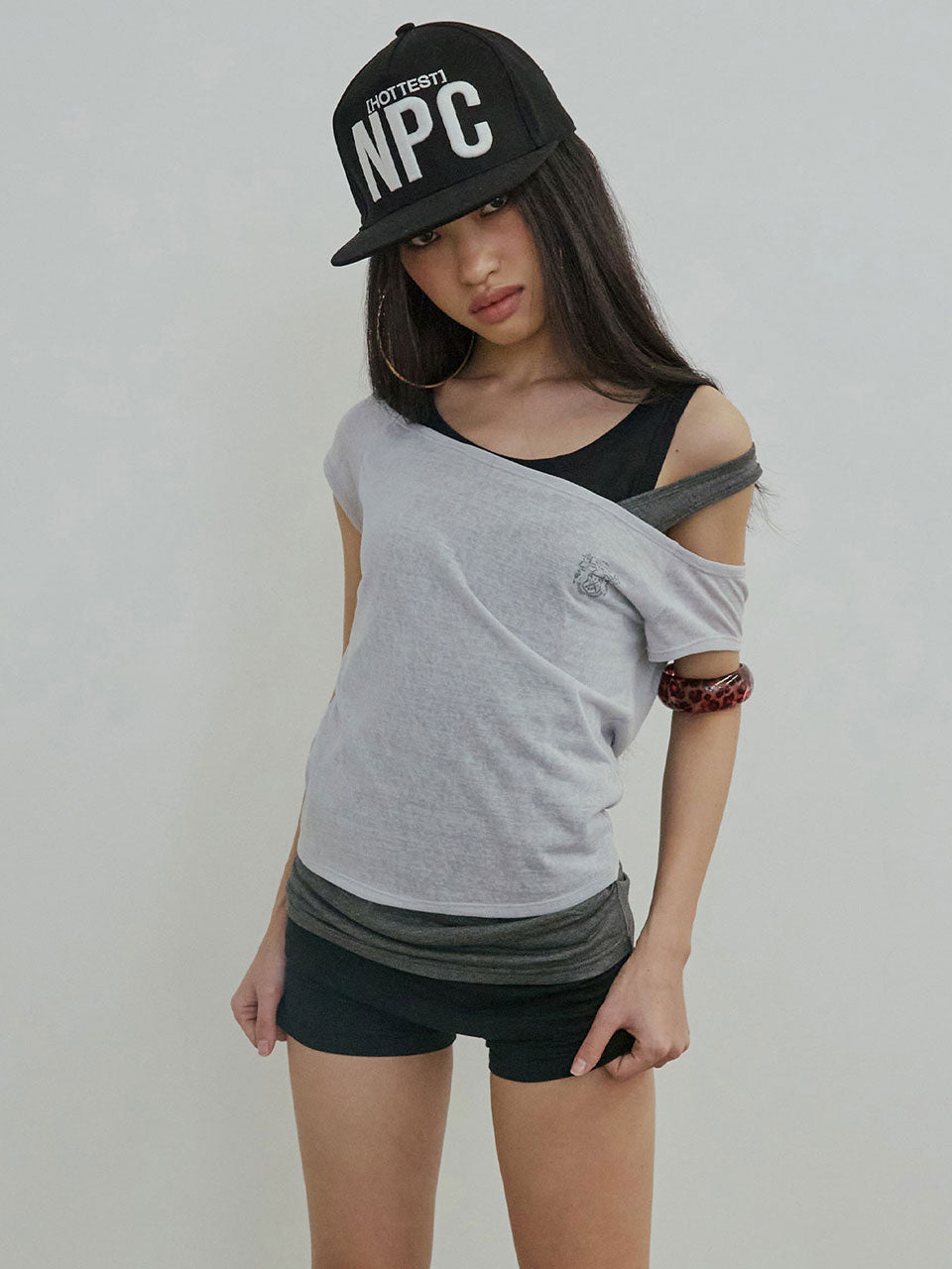 Lazy Sleeveless Layered Tee Pale Gray