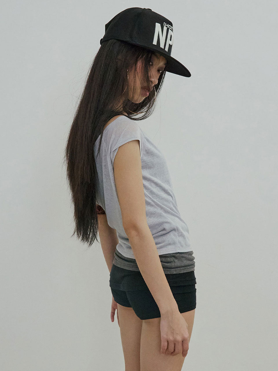 Lazy Sleeveless Layered Tee Pale Gray