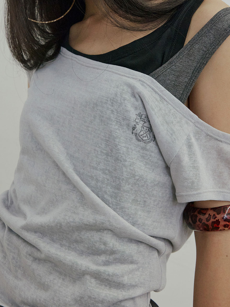 Lazy Sleeveless Layered Tee Pale Gray