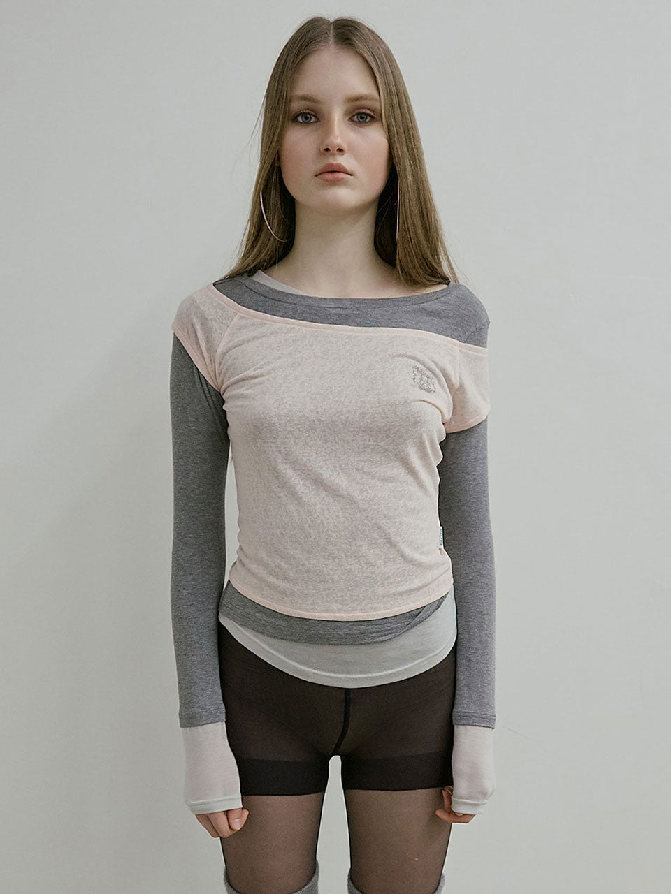 Lazy Layered Tee Pale Pink