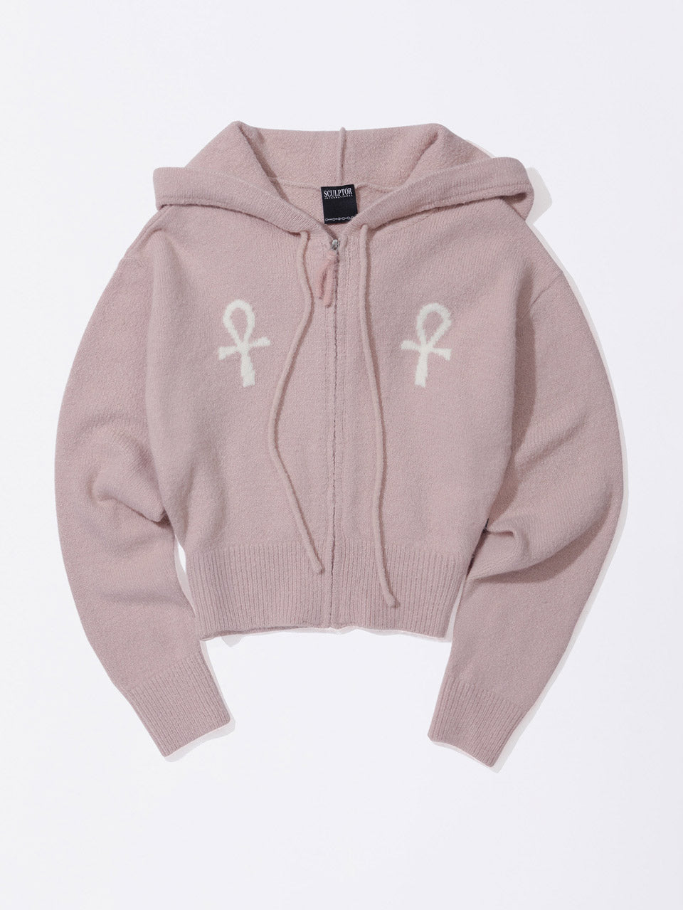 Ankh Boucle Knit Cardigan Pink