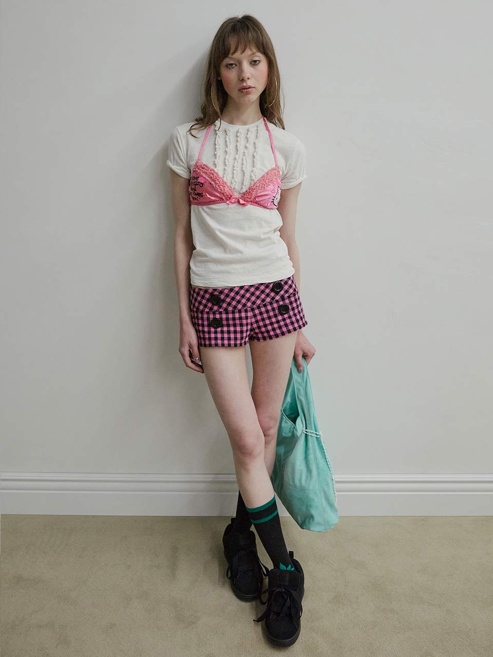 【S/Mのみ5月中旬お届け予定】New Emo Gingham Micro Shorts Pink