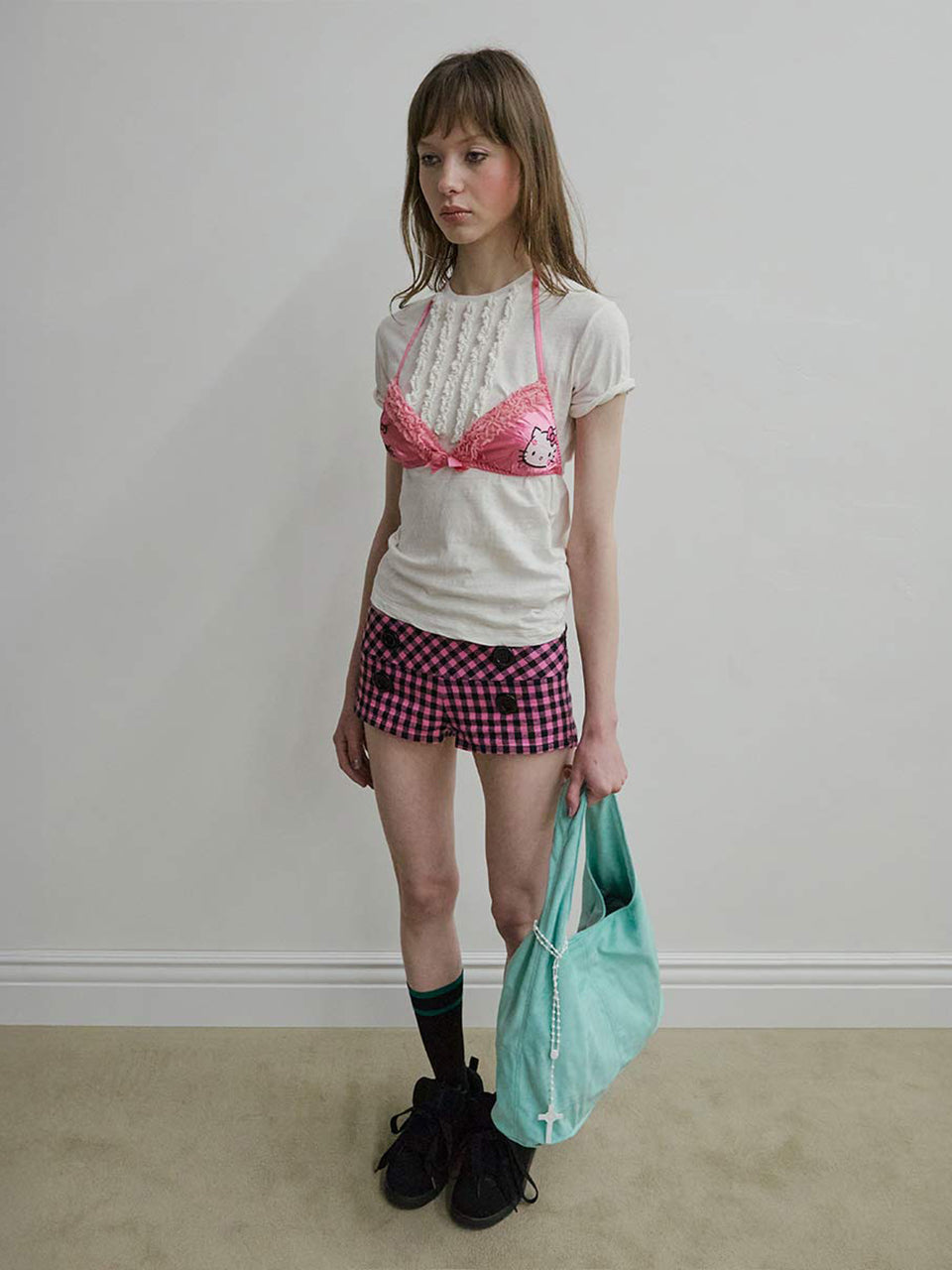 【S/Mのみ5月中旬お届け予定】New Emo Gingham Micro Shorts Pink