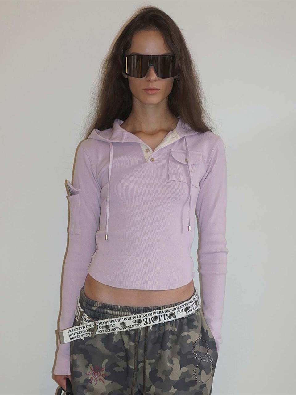 Washed Pocket Hoodie Pink