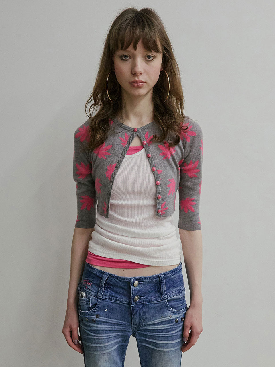 New Emo Crop Cardigan Pink