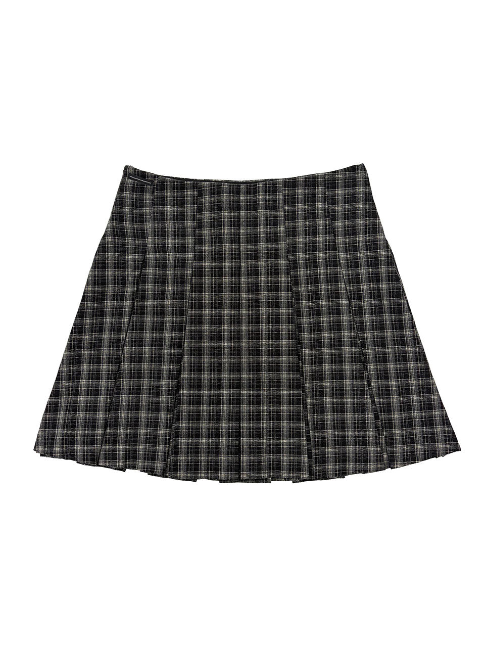 Plaid Pleated Midi Skirt Black