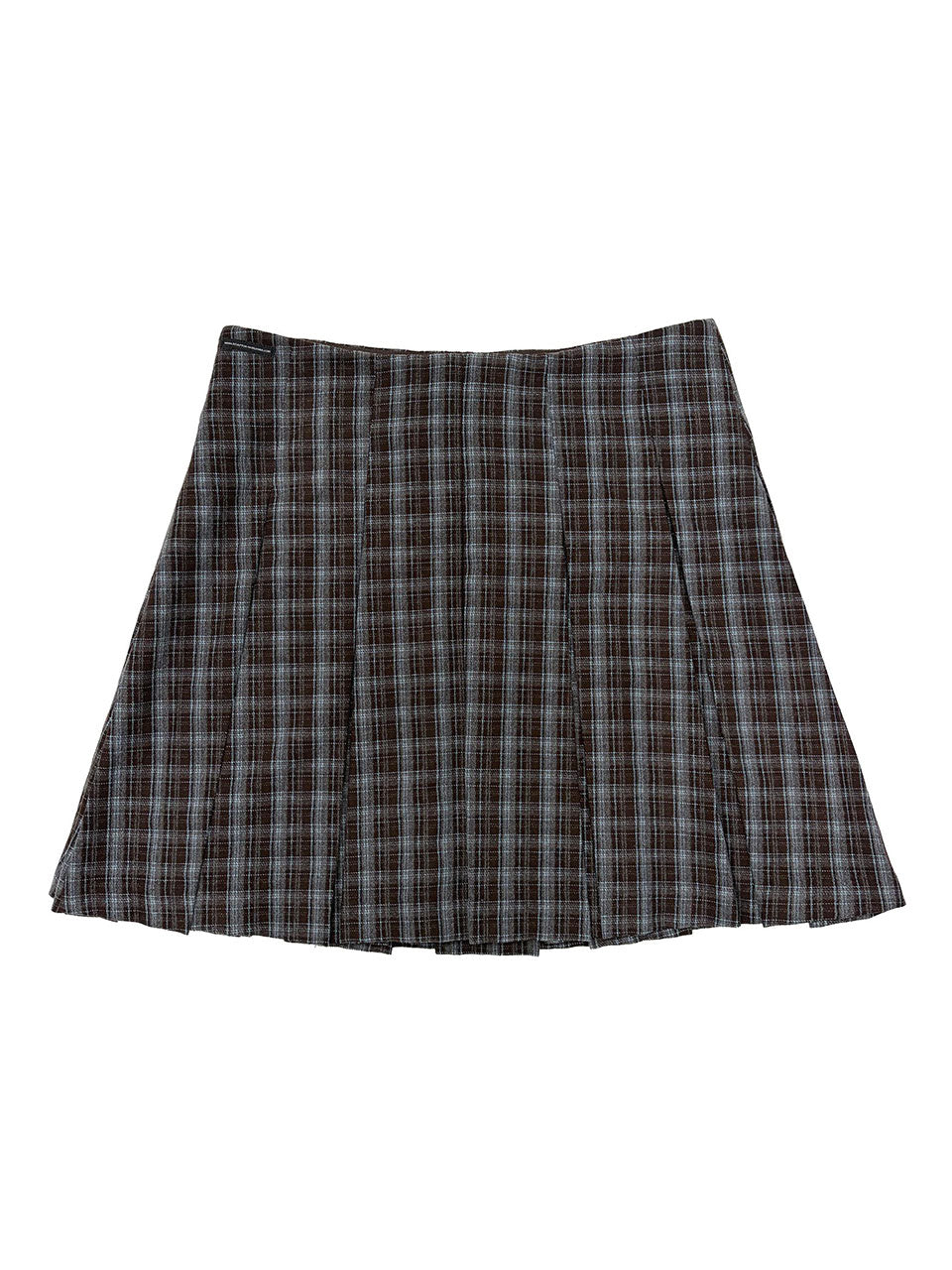 Plaid Pleated Midi Skirt Brown