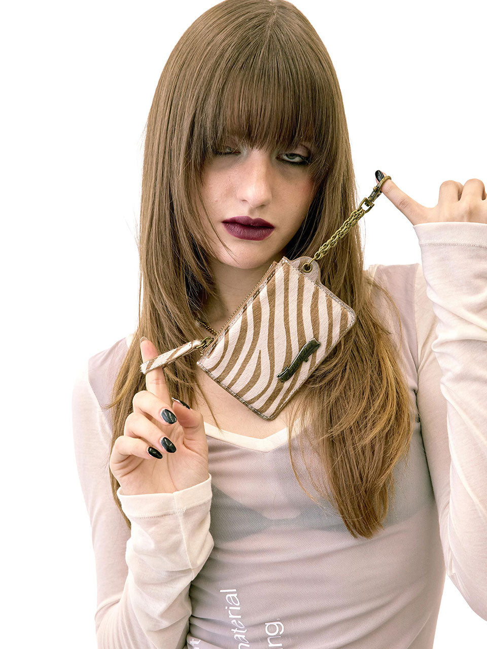 Pony Hair Card Wallet Zebra