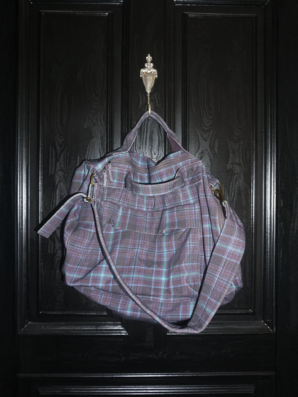Three-Way Twill Bag Purple Check