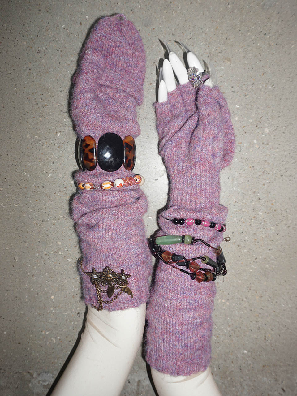 Wool Flap Gloves Purple