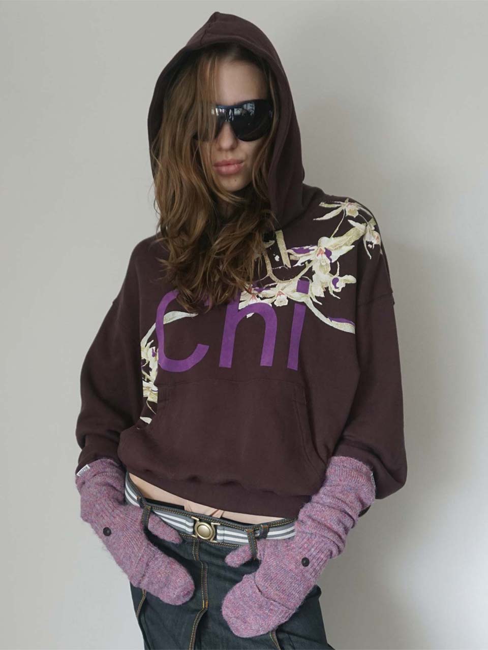 Wool Flap Gloves Purple