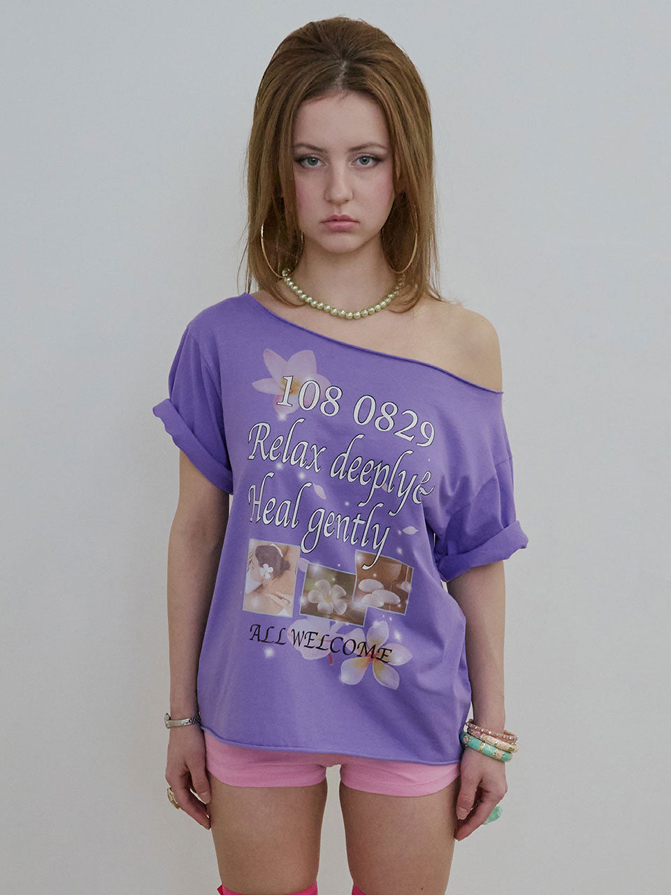 Healing Off-Shoulder Tee Purple