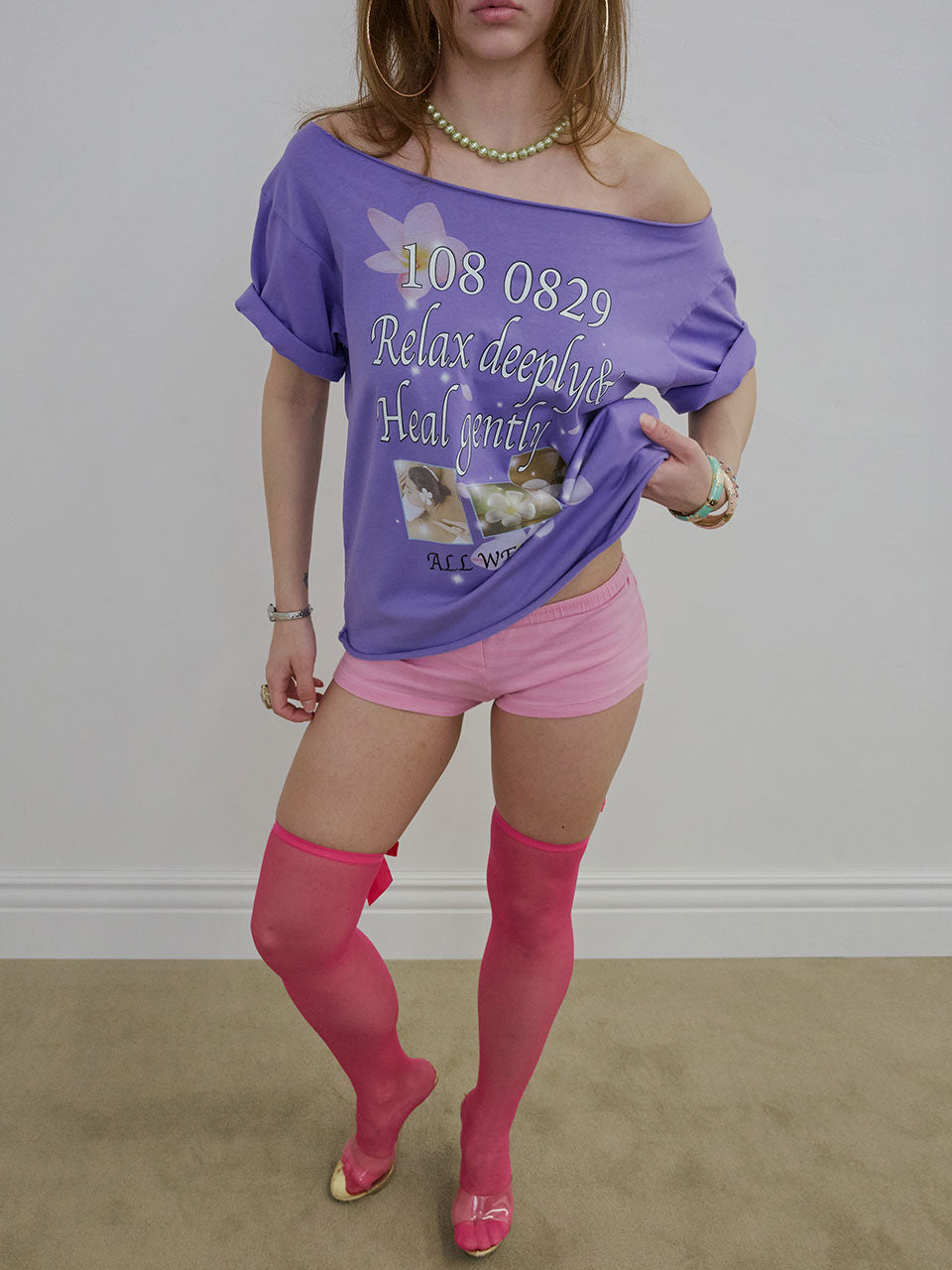 Healing Off-Shoulder Tee Purple