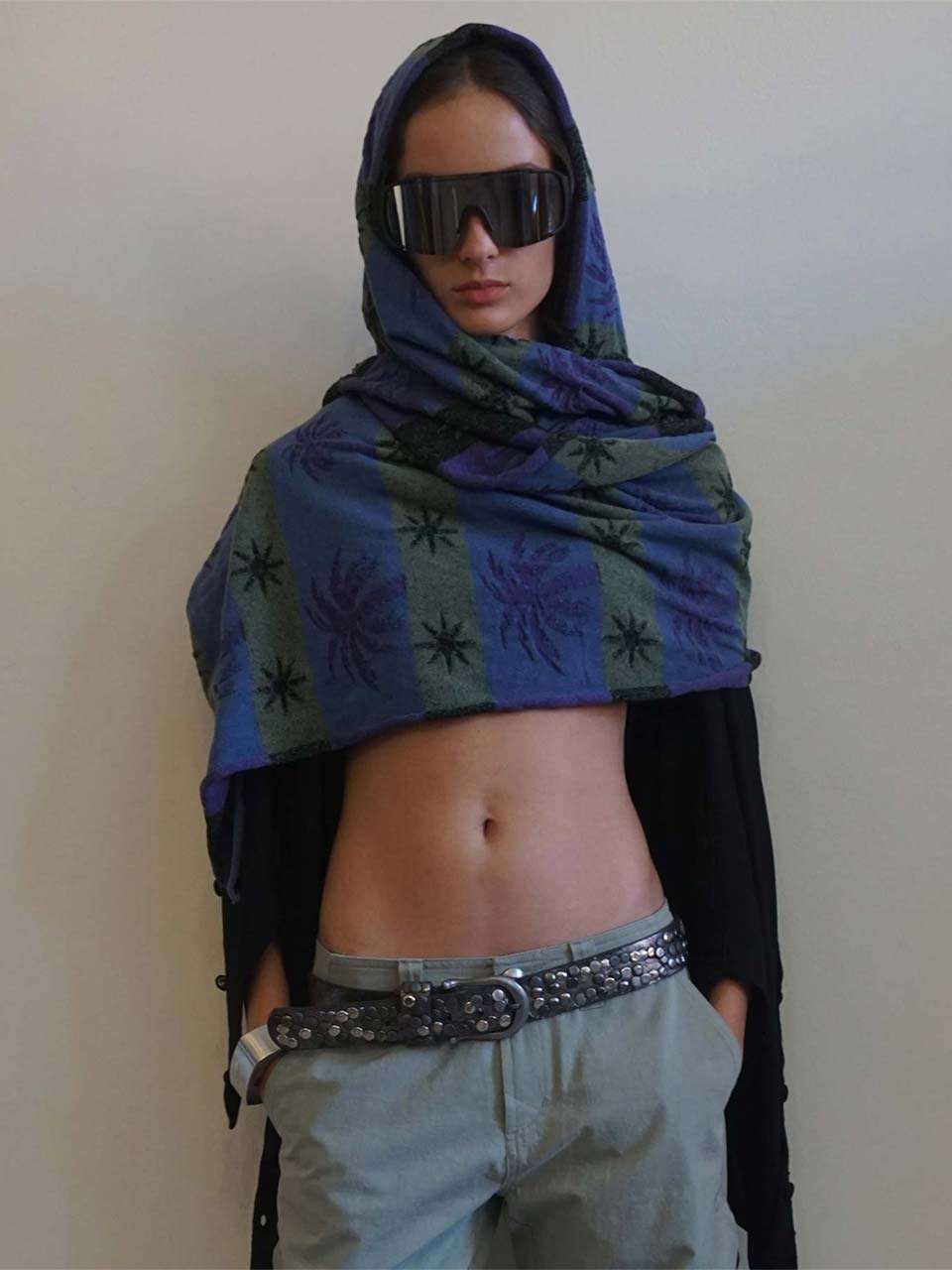 Striped Jacquard Scarf Purple/Black