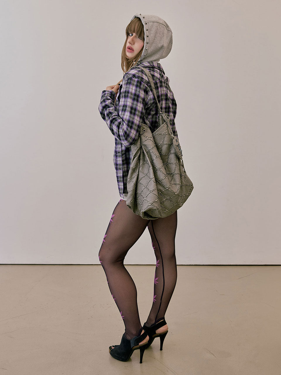 Quilted Slouch Bag Gun Metal
