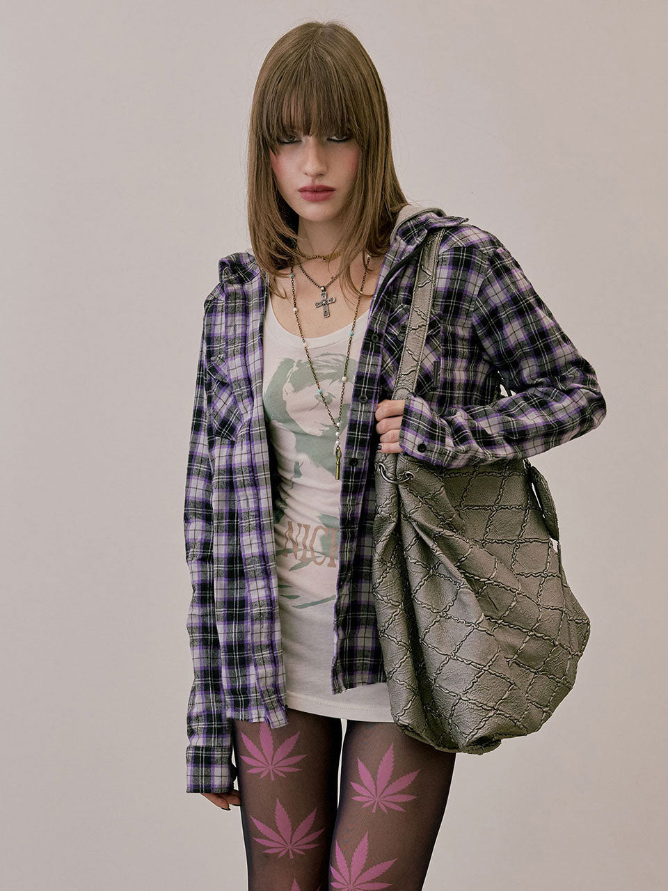 Quilted Slouch Bag Gun Metal