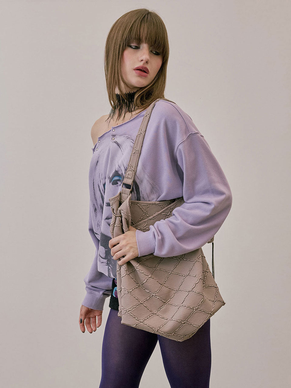 Quilted Slouch Bag Mauve