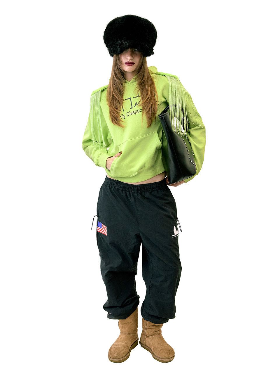 Reflective Piping Nylon Pants Black