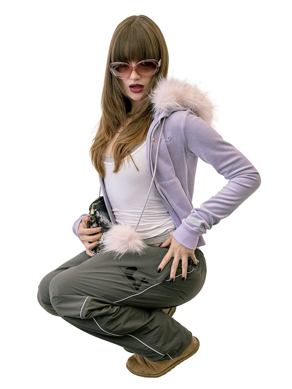 Reflective Piping Nylon Pants Charcoal