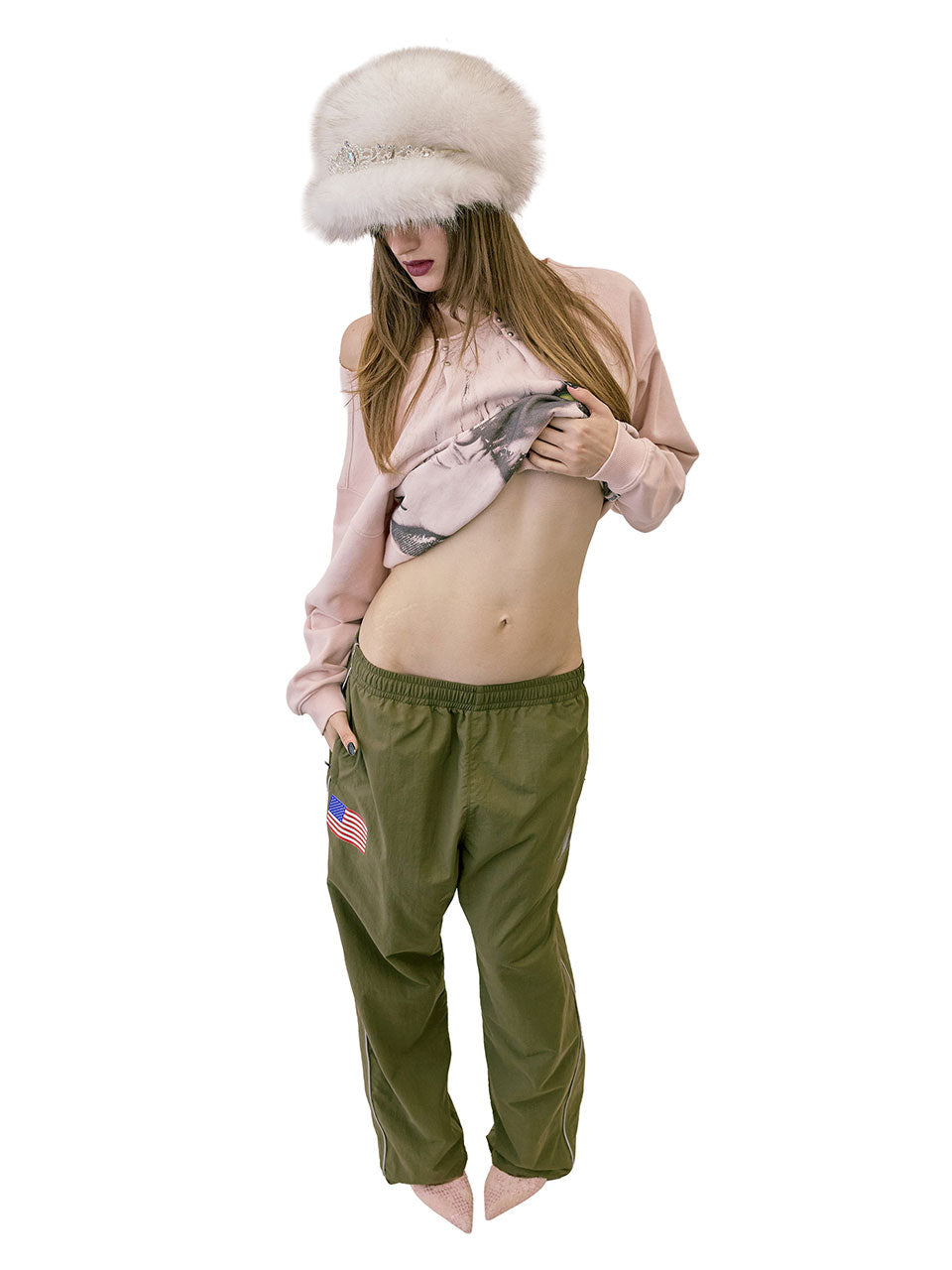 Reflective Piping Nylon Pants Khaki