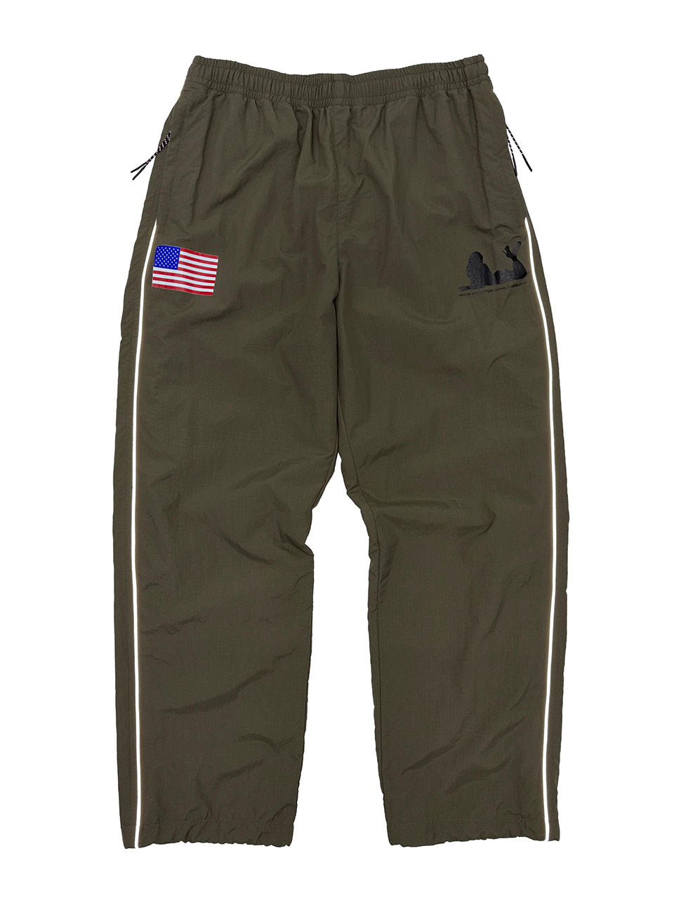 Reflective Piping Nylon Pants Khaki